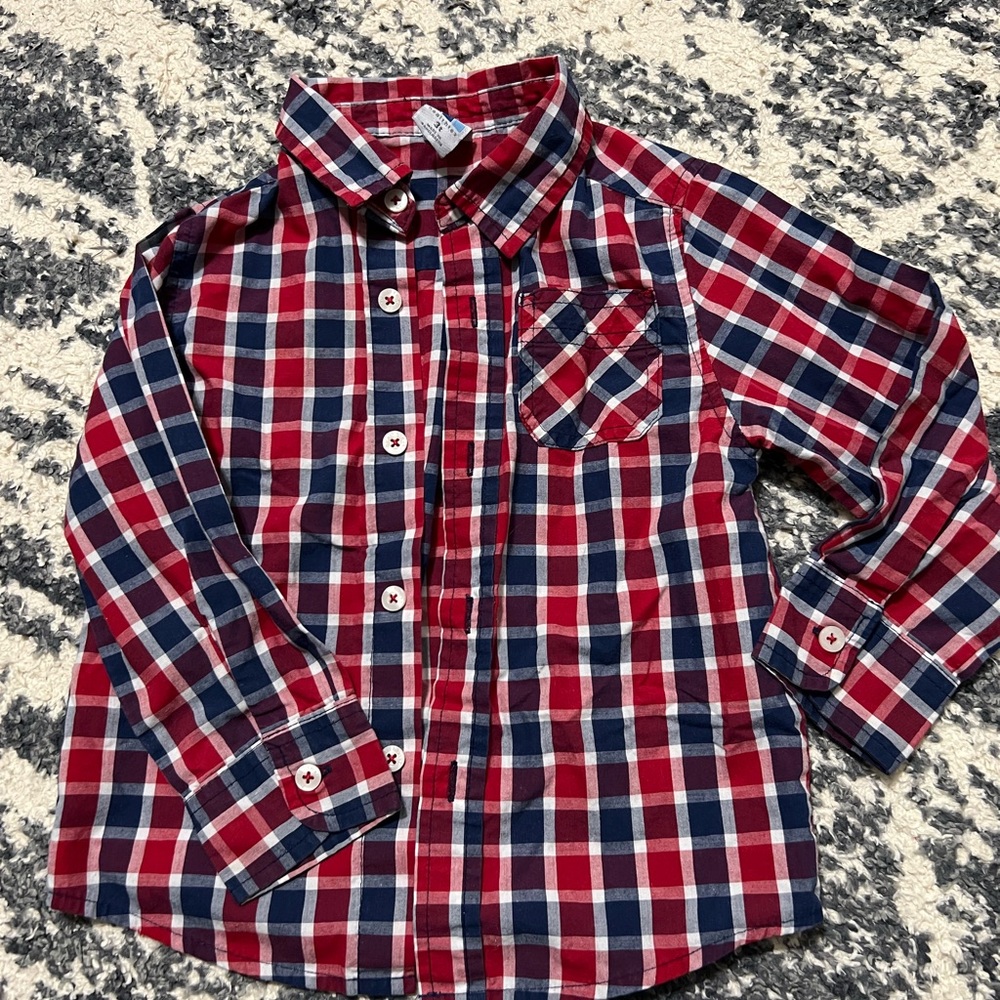 Boys Plaid Button Up Dress Shirt 3t